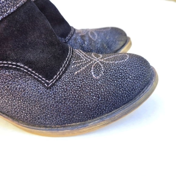 Naya Selma Black Sparkle Suede Leather Buckle Western Ankle Boots Size 7M - Picture 4 of 9